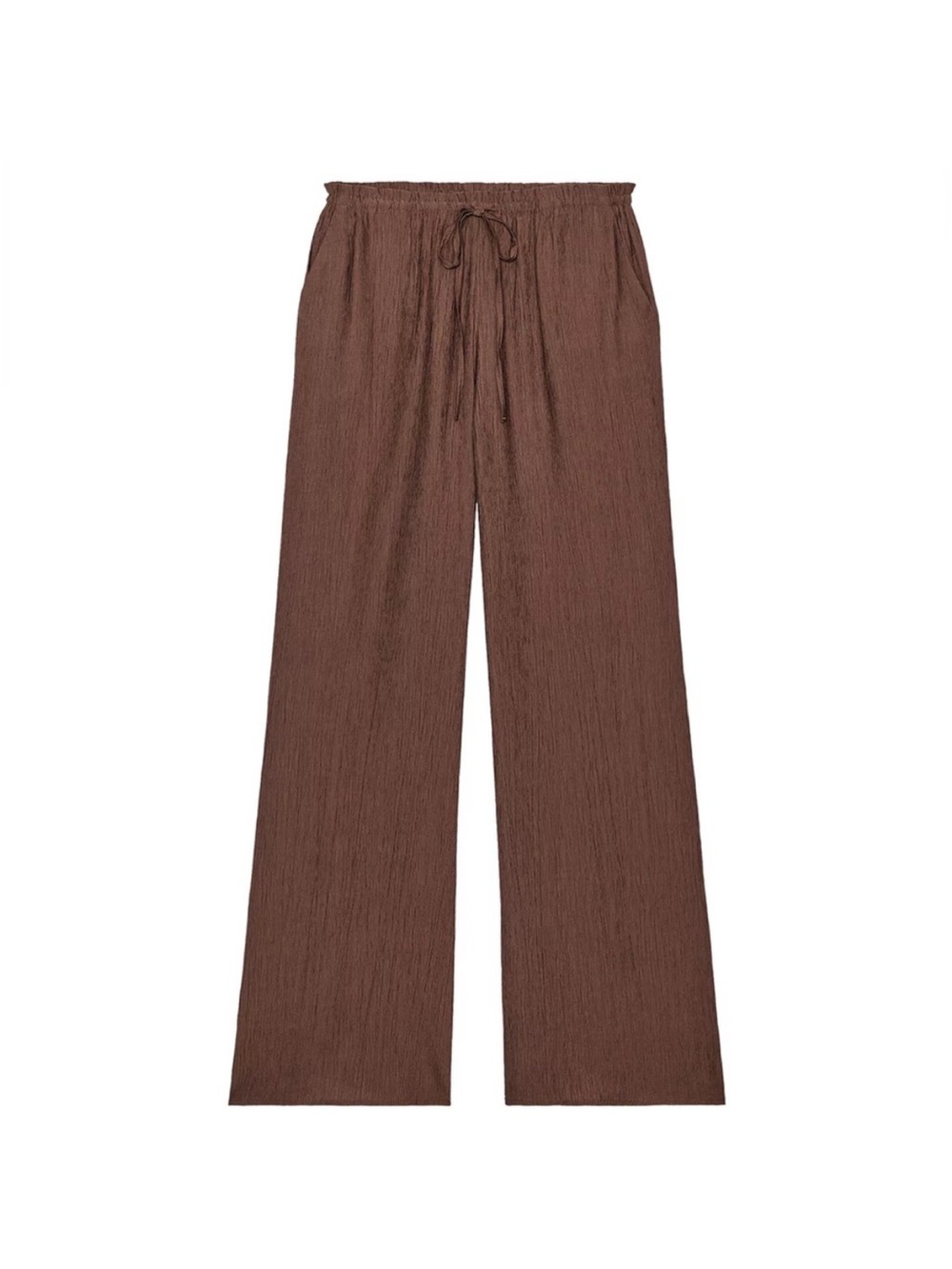 Zara Chocolate Brown Wide-Leg Drawstring Pants